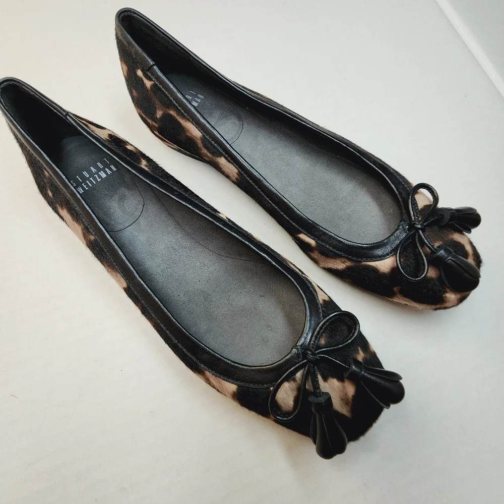 🌸Stuart Weitzman‎ Leopard Print Ballet Flats with Bow 7